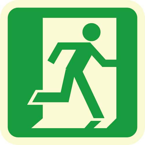 GID1616RIGHT Glow in the Dark Floor Sign Person Exiting Right