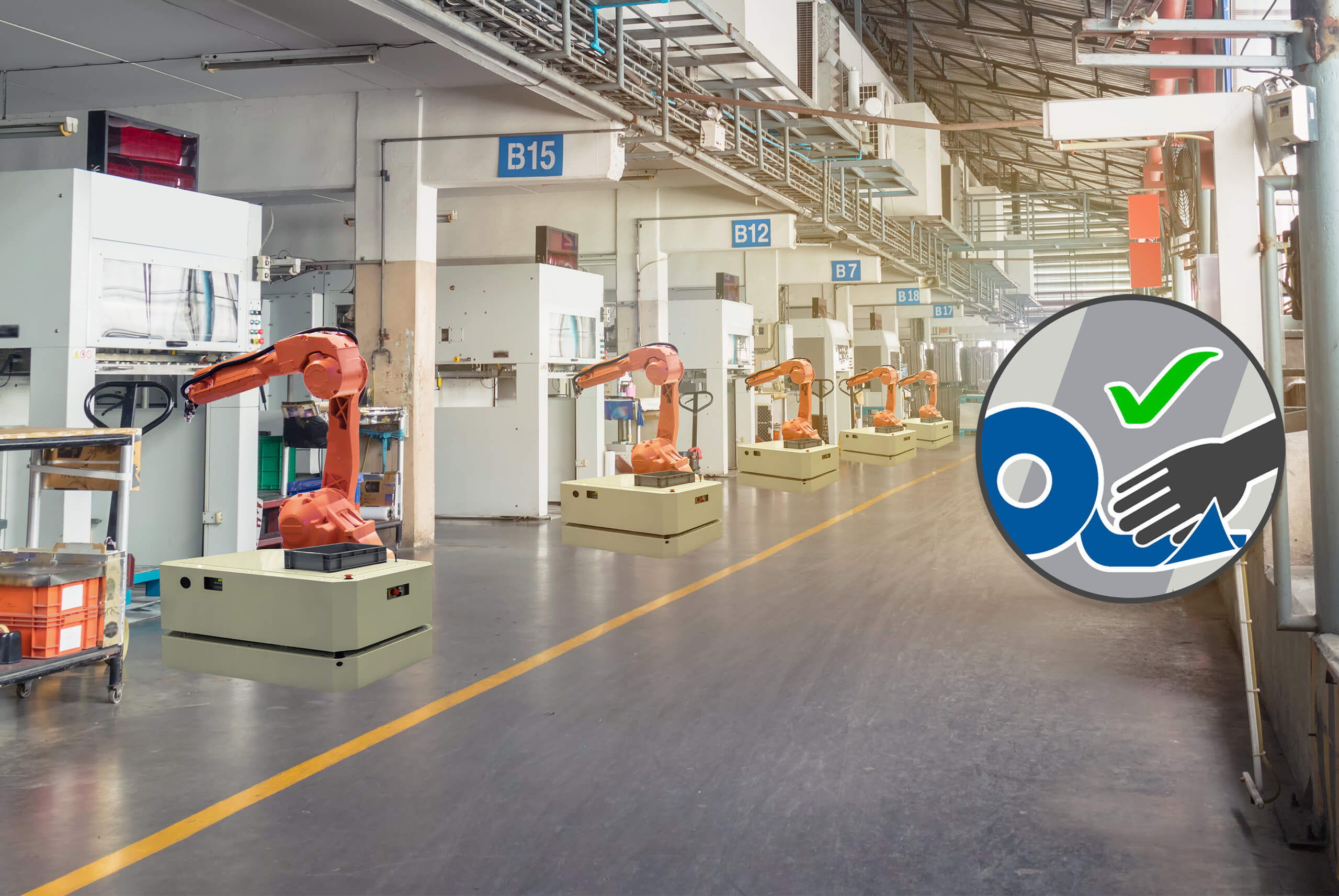 An OEM factory with Yellow Line Marking Inside for 5S Optimisation