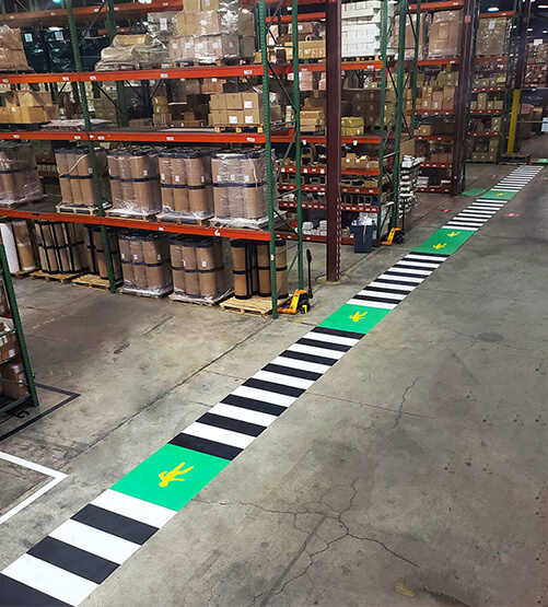 Marking Tape and Safety Floor Signage in Heskins LLC Warehouse (1) Marking Tape and Safety Floor Signage in Heskins LLC Warehouse